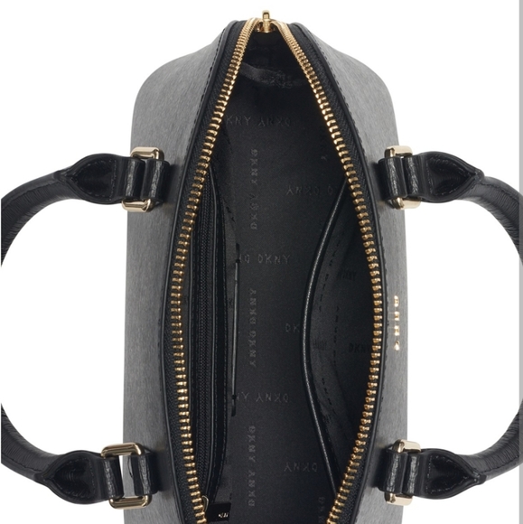 DKNY Black Leather Bryant Dome Satchel Purse Handbag - Picture 2 of 4